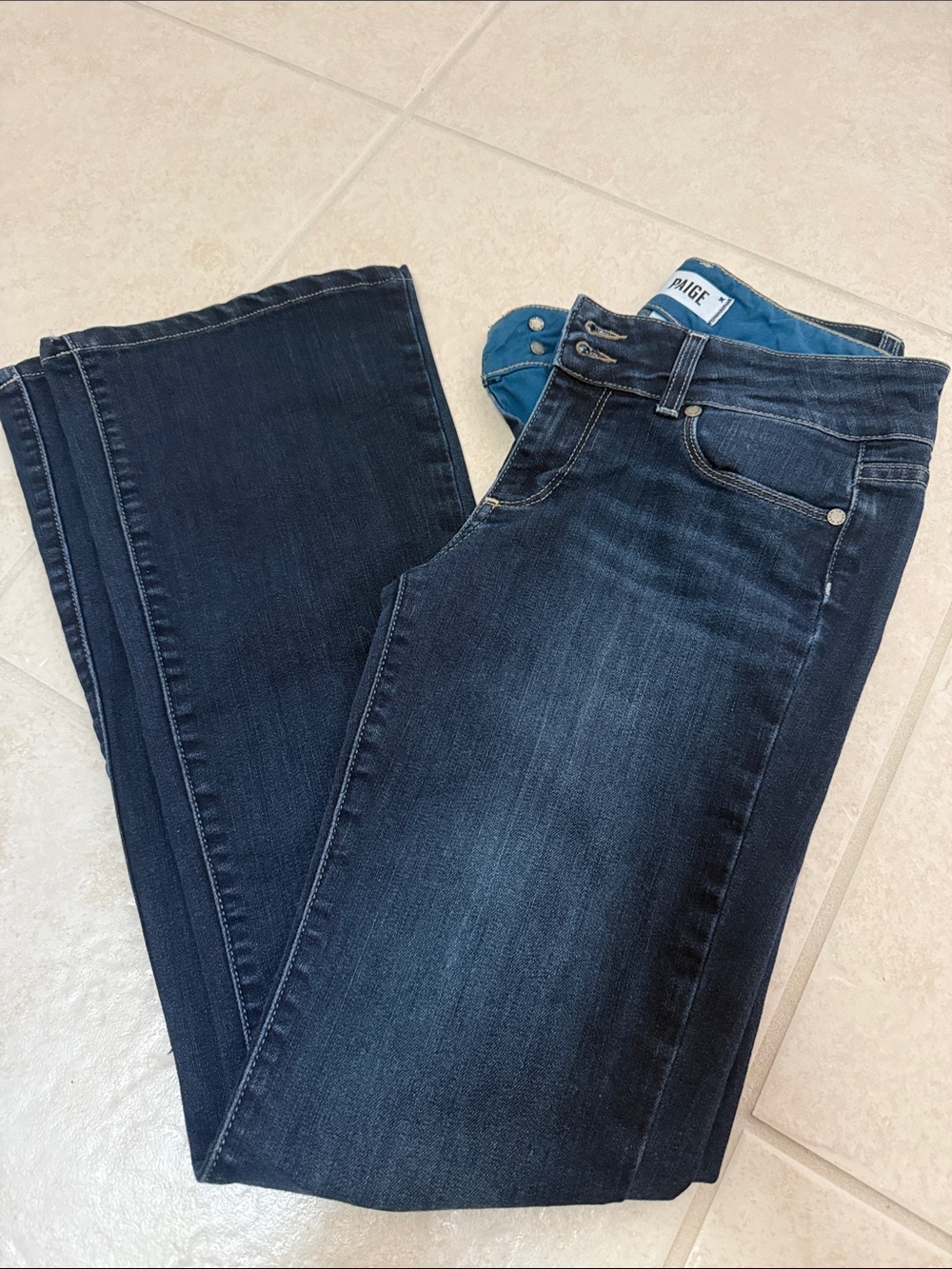 PAIGE Dark Indigo Boot Cut Jeans